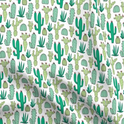 Spoonflower Fabric - Cactus White Botanical Cacti Succulents Southwestern Desert Western Printed on Organic Cotton Sateen Fabric Fat Quarter - Sewing Quilting Apparel Home Decor