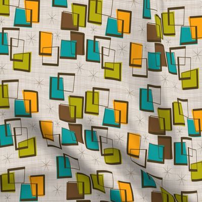 Spoonflower Fabric - Retro Mid Century Modern Geometric Atomic Era Inspired Abstract Printed on Organic Cotton Sateen Fabric Fat Quarter - Sewing Quilting Apparel Home Decor