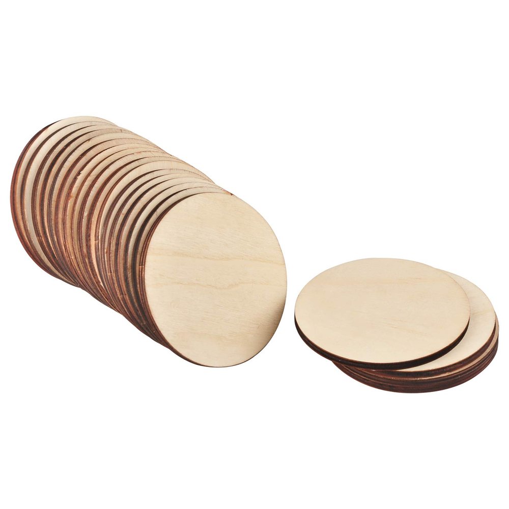 Upgraded 26 Pieces 1/4" Thick 4 Inch Round Wood Circles, Unfinished Round Wooden Discs Wood Rounds Circle Boards Cutouts for Door Hangers Crafts, Coasters, Pyrography, Painting Decoration