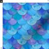 Fabric Blue Mermaid Scales Scale Pattern Fish Watercolor Summer Beach Printed on Satin Fabric Fat Quarter - Sewing Lining Apparel Fashion Blankets Decor view 3