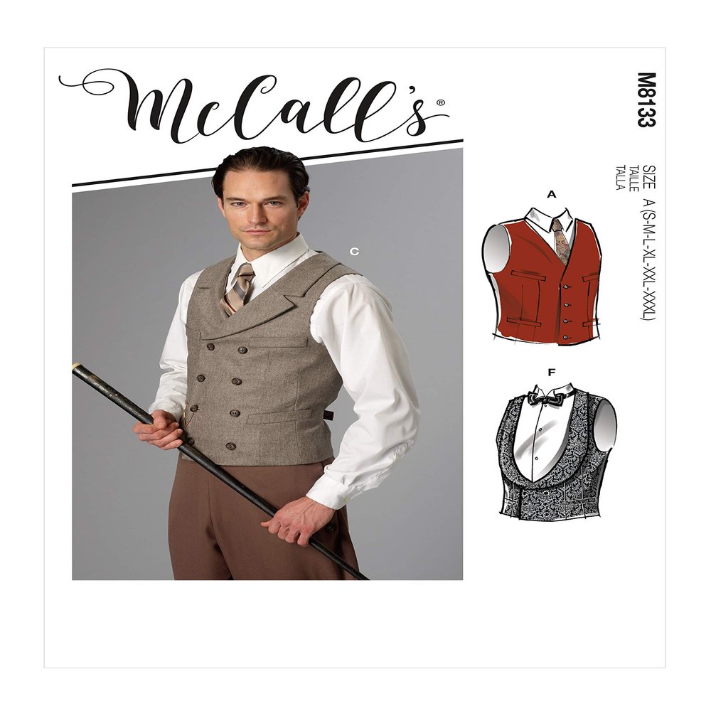 McCalls M8133A Men/BOY Costume, A (S-M-L-XL-XXL-XXXL), White