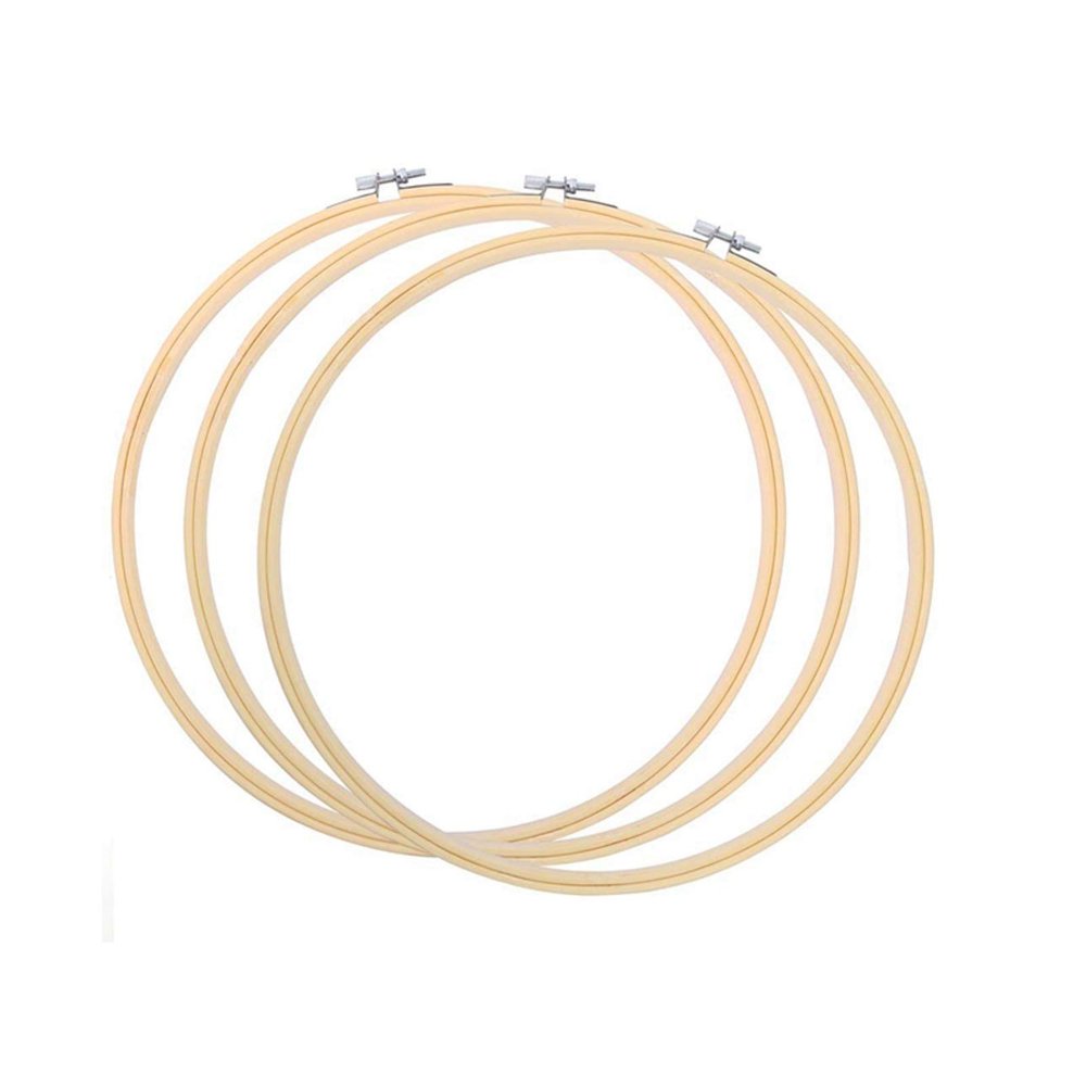 Seekee 3 Pack Embroidery Frame - 6 inch Natural Hoop Without Burr, Stainless Steel Screw - Bamboo Embroidery Hoop for Cross-Stitch, Hand Embroidery