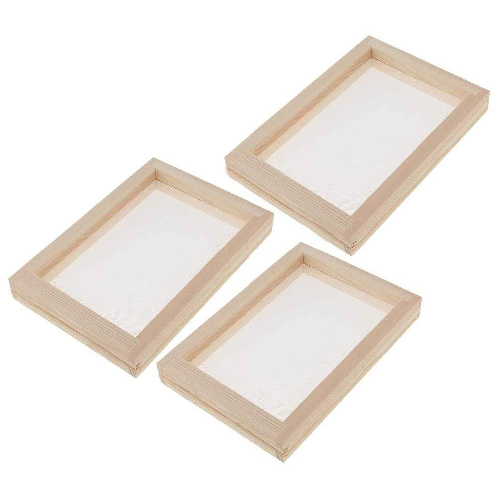 3Pcs Wooden Paper Making Papermaking Mould Frame Screen Mesh Tool Kits for Paper Handcraft DIY Paper Craft