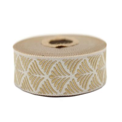 11 Yard Spool 0.78" Wide Gold & Beige Seashell Jacquard Ribbon Woven Trim Embroidered Border DIY Sewing Ideas 20273 V7