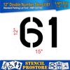 Pavement Stencils - 12 inch Double Number 2-Digit Stencil - (61) - 12" x 15" x 1/16" (63 mil) - Light-Duty view 2