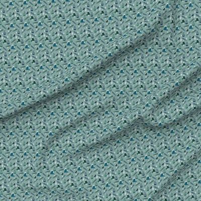 Spoonflower Fabric - Winter Mountains Ski Snowflake Blue Green Handdrawn Printed on Minky Fabric by The Yard - Sewing Baby Blankets Quilt Backing Plush