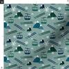 Spoonflower Fabric - Winter Mountains Ski Snowflake Blue Green Handdrawn Printed on Minky Fabric by The Yard - Sewing Baby Blankets Quilt Backing Plush view 3