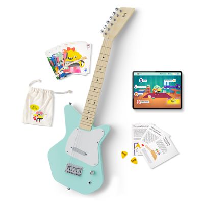 Loog Pro VI Electric kids real guitar for Beginners Ages 9+ Learning app & lessons included (Green)