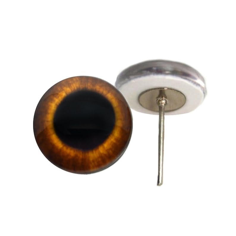 Brown Rabbit Hare Glass Eyes On Wire Pin Posts for Needle Felting Doll Making Supplies and Other Crafts (16mm)