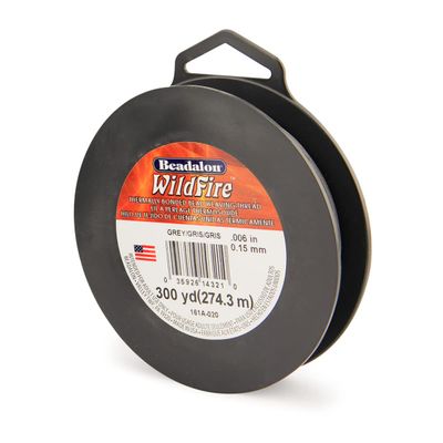 Beadalon Wildfire, 0.006 in, 0.15 mm, Break Strength 10 lb / 4.5 kg, Grey, 300 yd / 274.3 m