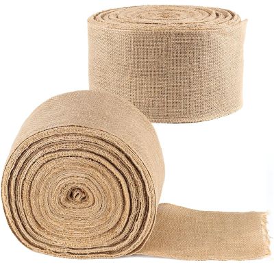 ZOENHOU 4 Inch Wide Fabric Burlap Ribbon, 54 Yards Brown Ribbon for Christmas, Arts, Crafts, Gift Wrapping, Wedding Events, Party and Home Decor