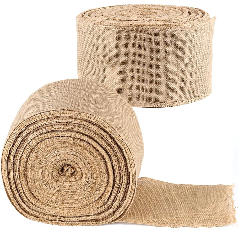 ZOENHOU 4 Inch Wide Fabric Burlap Ribbon, 54 Yards Brown Ribbon for Christmas, Arts, Crafts, Gift Wrapping, Wedding Events, Party and Home Decor