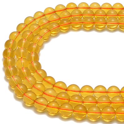 JM Design Natural Grade AAA Citrine Smooth Round Beads Size 10mm 15.5" Strand for Jewelry Making