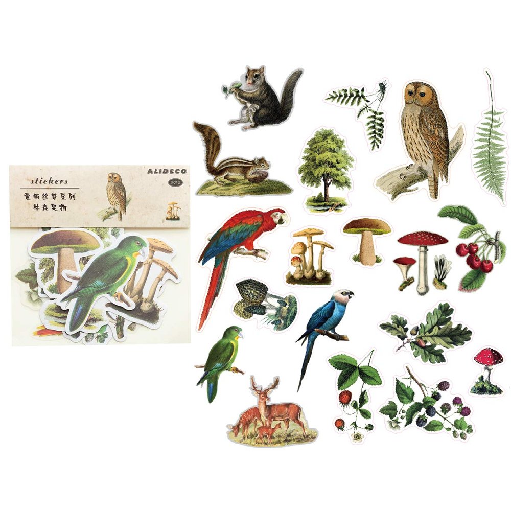 Alideco Vintage Vinyl Stickers, 80Pcs Funny Aesthetic Kawaii Stickers Pack, Waterproof Bird Animals Stickers for Adults, Journaling, Planner, Scrapbooking Embellishment, DIY Crafts