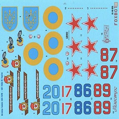 Decal for Ukrainian Foxdats: MIG-25PDS and Stencils 1/48 Scale Foxbot 48-035T - Model Kit