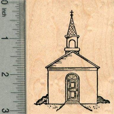 Church Rubber Stamp, Old-Fashioned, Country Scenery Series