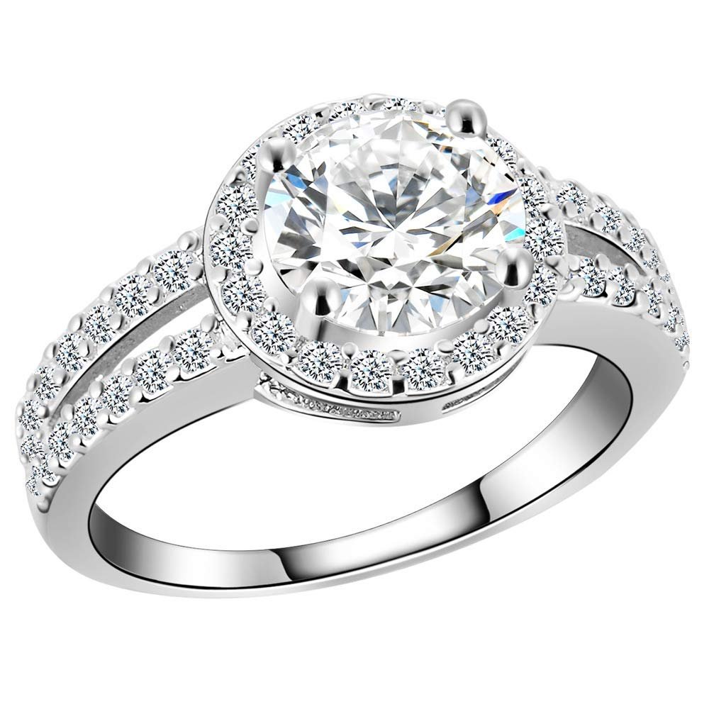 SixTwo Fashion Ring Cushion Cut 2ct Zircon Diamonds Stone 925 Sterling Silver Engagement Wedding Band Ring for Women (8)