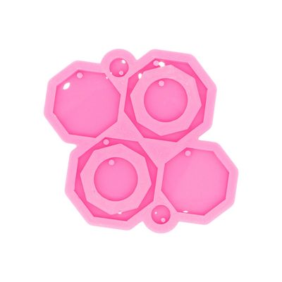 Shiny Glossy Octagon-Circle Earrings Mold DIY Epoxy Silicone Molds Earring Palette Jewelry Resin Silicone Casting Molds Earring Keychain Pendant Jewelry Making Tools