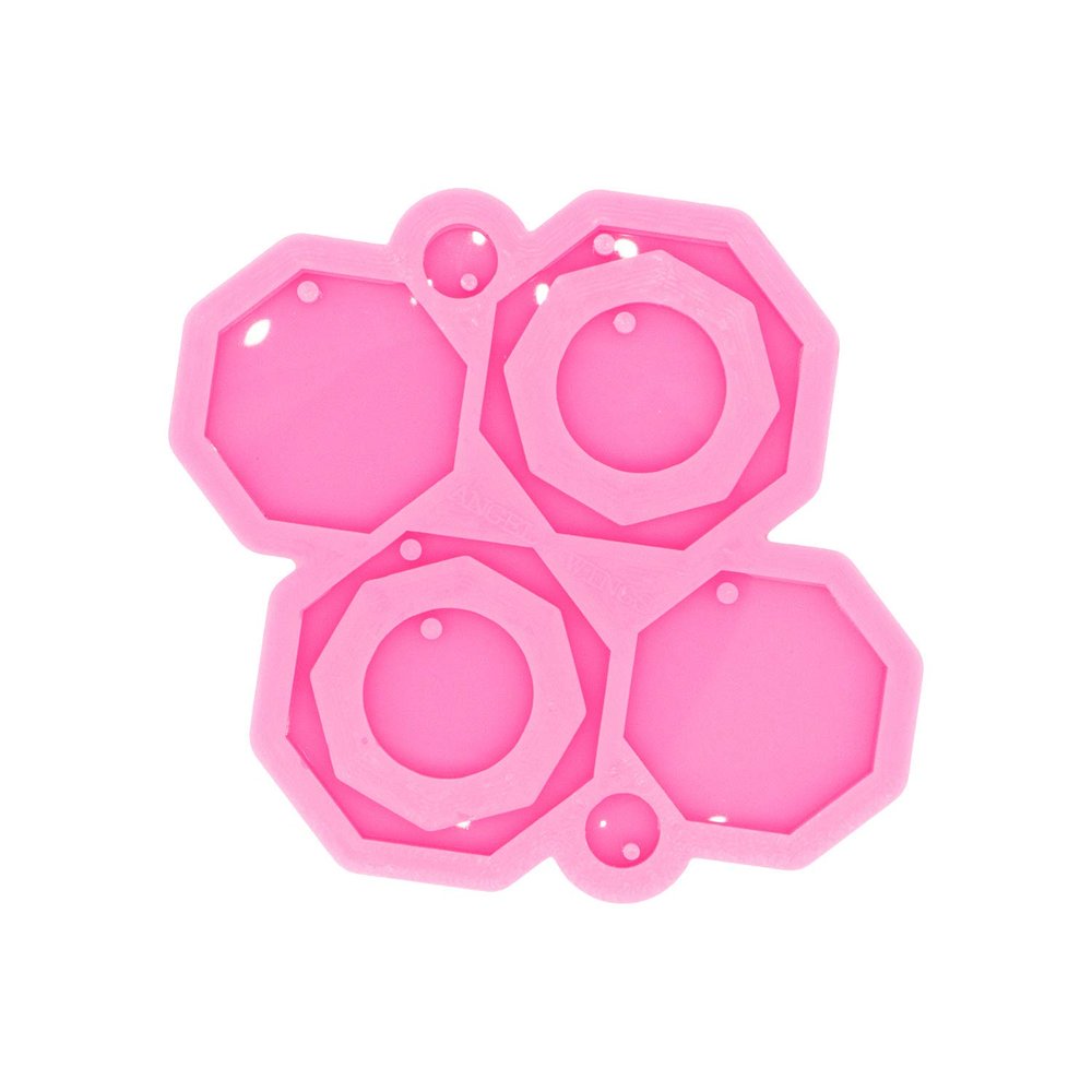 Shiny Glossy Octagon-Circle Earrings Mold DIY Epoxy Silicone Molds Earring Palette Jewelry Resin Silicone Casting Molds Earring Keychain Pendant Jewelry Making Tools