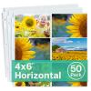 Dunwell 12x12 Scrapbook Page Protectors, 4x6 Photo Sleeves & Photo Album Refill Pages, 50-Pack Horizontal Layout, Holds 600 Pictures, Fits 12x12 3-Ring & D-Ring Albums, Compatible with Pioneer & WRMK view 1