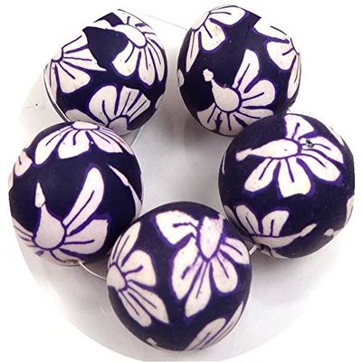 25mm Polymer Clay Round Pendant Beads - Dark Purple/Jet for Jewelry Making Bracelets Necklaces Supplies for DIY Crafts Handmade Bracelets Beadwork