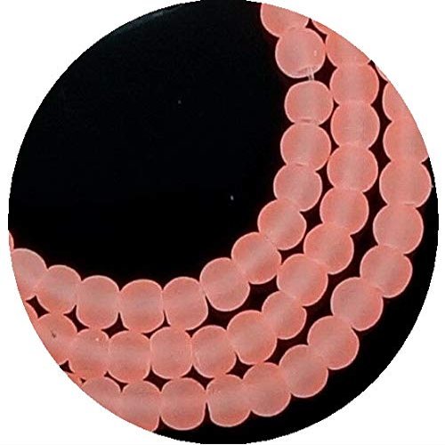 100 Czech Frosted Sea Glass Round/Rocaille Beads Matte - Light Salmon 4mm for Jewelry Making Bracelets Necklaces Supplies for DIY Crafts Handmade Bracelets Beadwork