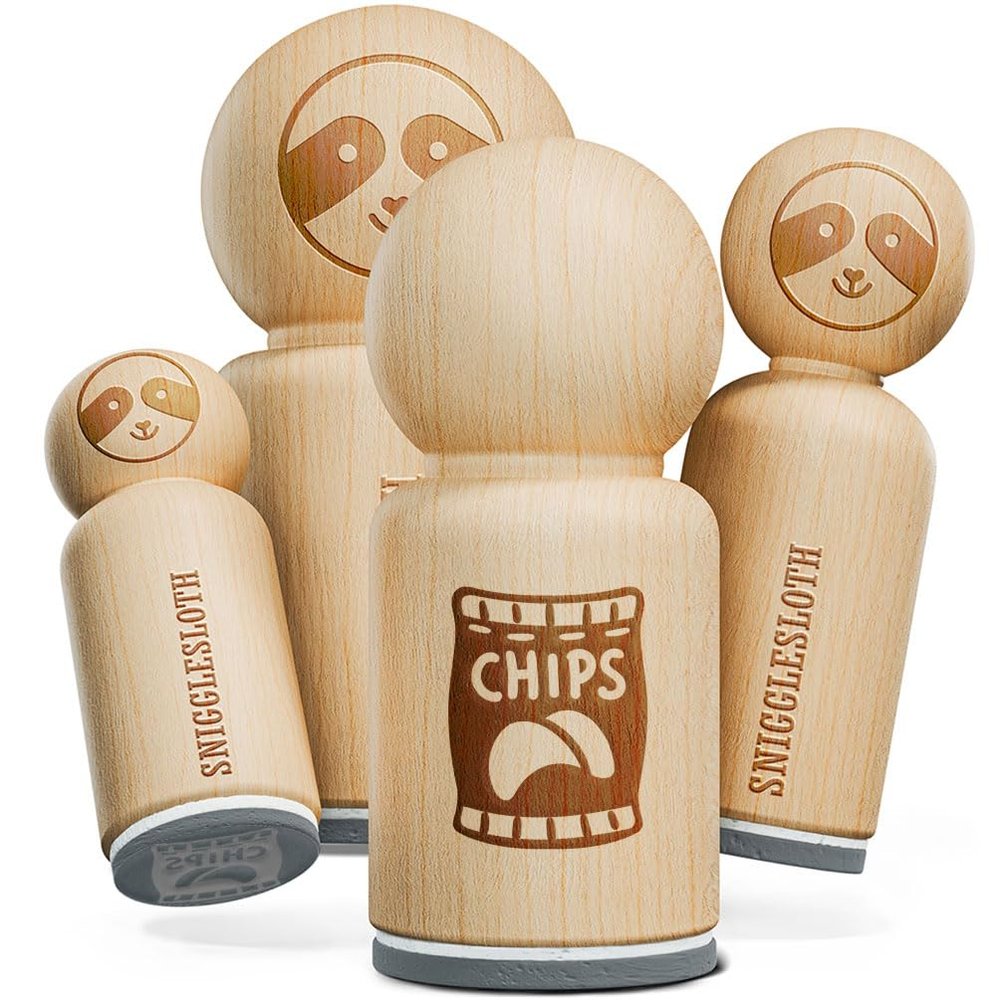 Bag of Potato Chips Snack Rubber Stamp for Stamping Crafting Planners - 1-1/4 Inch Large