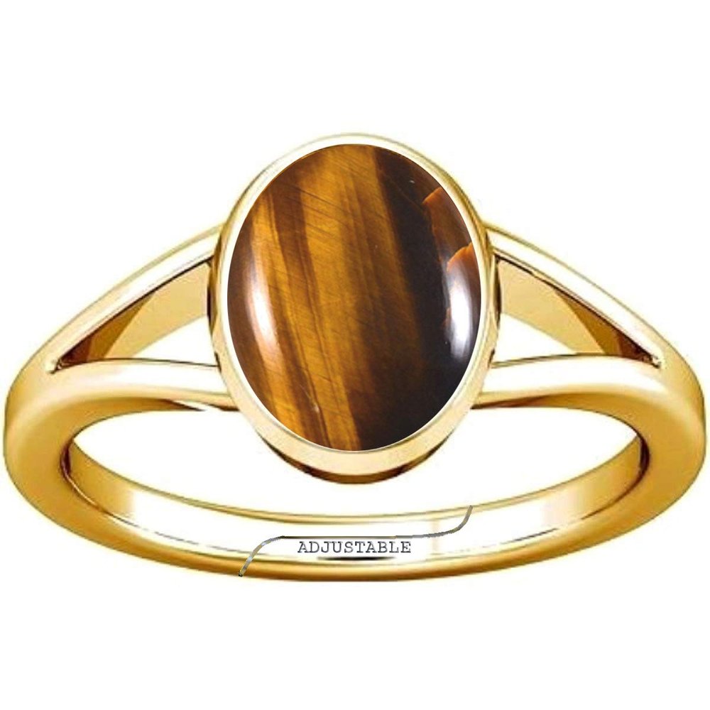Divya Shakti 11.25-11.50 Carat Tiger's eye Chitti Gemstone Panchdhatu Adjustable Ring for Men & Women