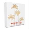 Stupell Industries Pink Flamingos Tropical Gold Outline Palm Trees, Design by Ziwei Li Canvas Wall Art, 30 x 40, White view 1