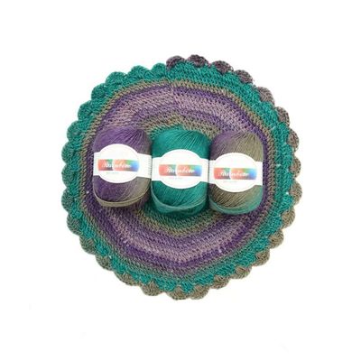3 Rolls of Wool Yarn, Soft Worsted Yarn Rainbow Gradient Color DIY Baby Knit Woolen Shawl Scarf Sweater Sweater Crochet Supplies (Green + Dark Purple)