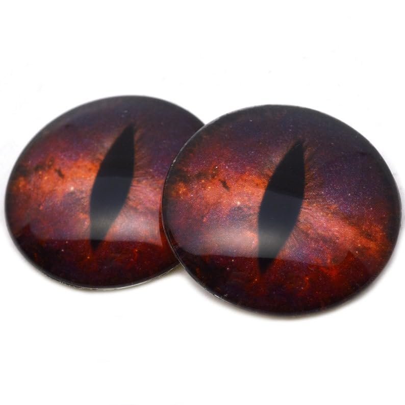 Striking Red Galaxy Dragon Glass Eyes for Art Dolls, Sculptures, Props, Masks, Fursuits, Jewelry Making, Taxidermy, and More (8mm)