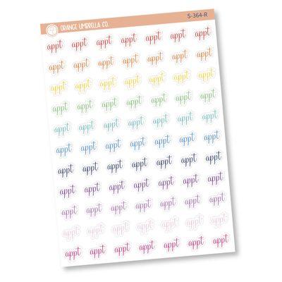 Appointment Planner Stickers, Script "Appt" Labels, Color Print Planning Stickers | F4 Rainbow | S-364-R