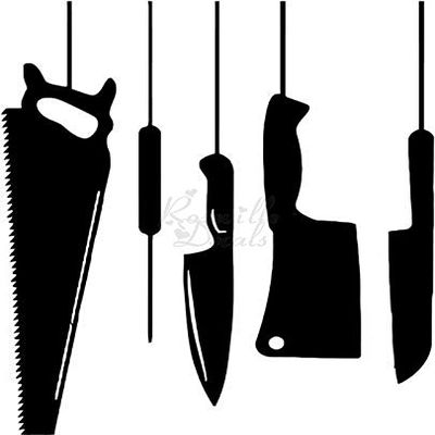 Roseville Decals Butcher Hanging Tools Vinyl Decal Sticker for Home Office Decor Vehicle Window Sign Size- [8 inch] / [20 cm] Tall and Color- Matte Black