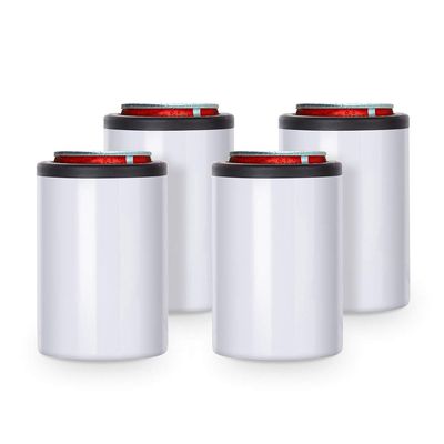 PYD Life 4 Pack 12 OZ Sublimation Blanks Can Insulator White Stainless Steel Can Cooler Beer Holder for Tumbler Press Sublimation Oven Printing