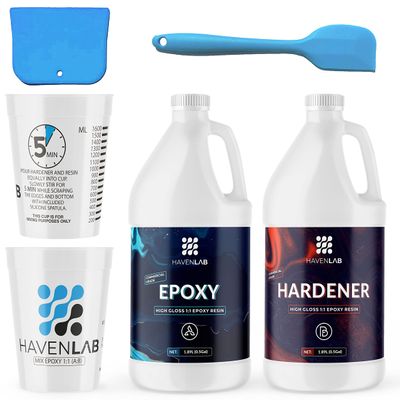 Epoxy Resin Kit Kit with Silicone Spatula, Mixing Cup and Spreader Clear Epoxy Set for DIY Crafts and Artworks for Tabletops and Coatings