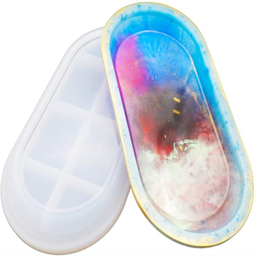 Silicone Resin Molds, Oval Dish Epoxy Resin Silicone Molds, Dishes Plate Casting Mold for DIY Soap Dish, Home Decoration, Jewelry Tray