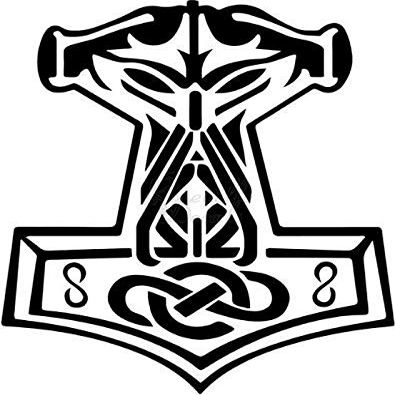 Roseville Decals in Ordin We Trust Thor Vikings Hammer Norse Vinyl Decal Sticker for Home Office Decor Vehicle Window Sign Size- [20 inch] / [50 cm] Tall and Color- Gloss White