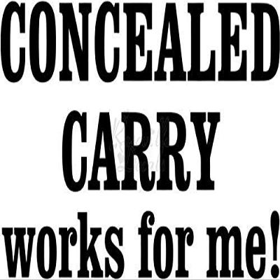 Roseville Decals Concealed Carry Works for Me Gun Pistol Vinyl Decal Sticker for Home Office Decor Vehicle Window Sign Size- [20 inch] / [50 cm] Wide Color- Gloss Black