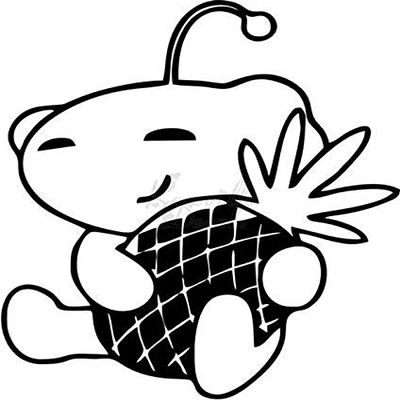 Roseville Decals Reddit Snoo Loves Pineapple Vinyl Decal Sticker for Home Office Decor Vehicle Window Sign Size- [20 inch] / [50 cm] Tall and Color- Matte White