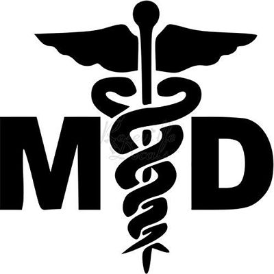 Roseville Decals MD Medical Staff Doctor Vinyl Decal Sticker for Home Office Decor Vehicle Window Sign Size- [8 inch] / [20 cm] Tall and Color- Gloss Black