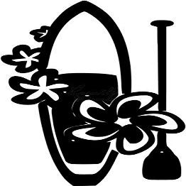 Roseville Decals Paddleboard Hiscus Flower Hawaii Vinyl Decal Sticker for Home Office Decor Vehicle Window Sign Size- [6 inch] / [15 cm] Tall and Color- Matte White