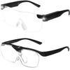 SKYWAY 160% Magnifying Glasses with LED Light, Rechargeable Lighted Magnifier Eyeglasses for Reading Small Prints Labels, Close Work, Needlepoint Sewing Crafts Hobbies Hands Free 2-Pack 1.6X view 1