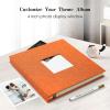 Spbapr Large Photo Album Self Adhesive 3x5 4x6 5x7 8x10 Pictures Magnetic Scrapbook 40 Blank Pages Linen Cover DIY Album with A Metal Pen Orange view 2