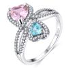 SixTwo 925 Sterling Silver Personalized Infinity Rings Double Heart Rings Simulated Birthstones Custom Engagement Promise Rings for Women (8) view 1