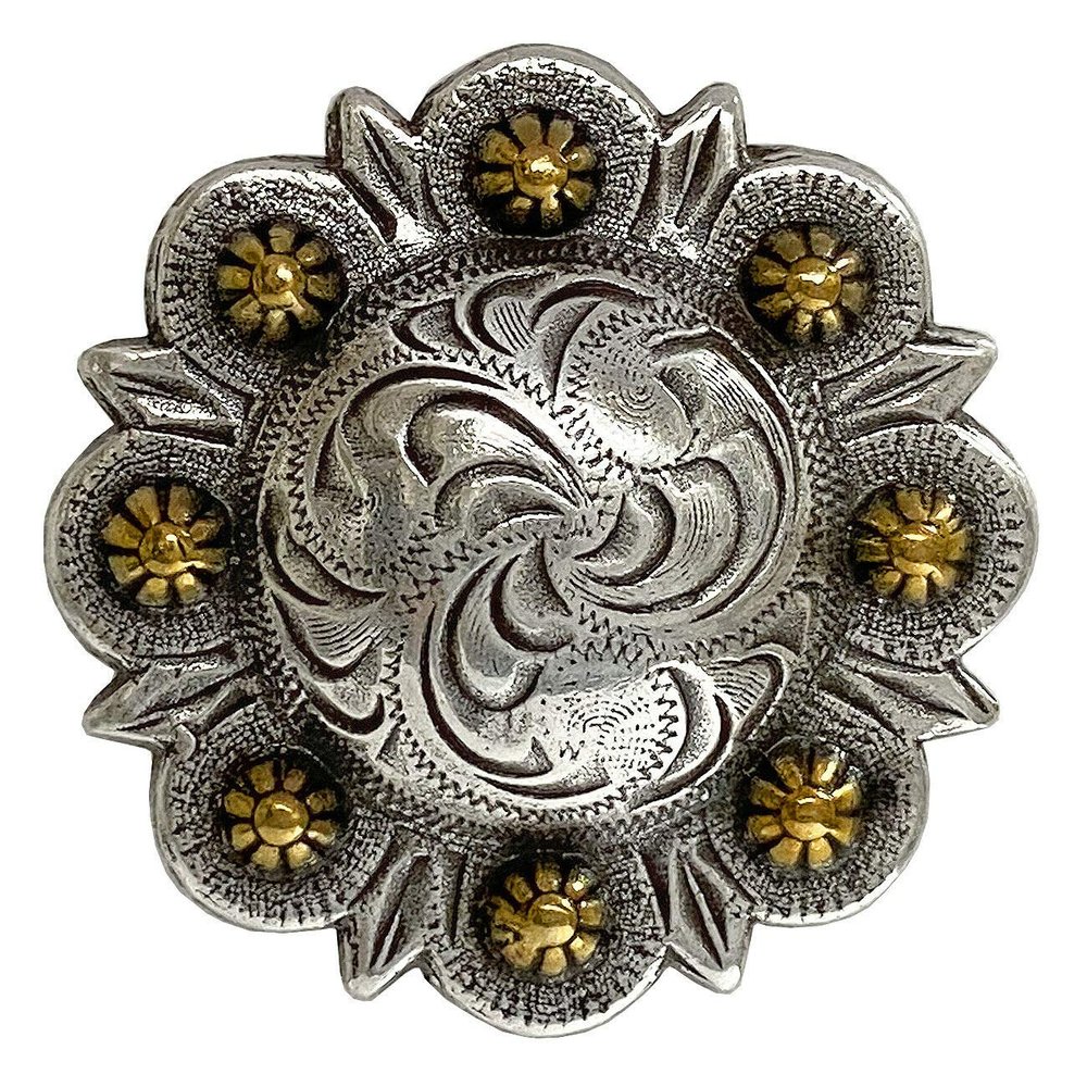 Western LeatherCraft Saddle Headstall Belt Conchos Berry Conchos screwback Pack of 5 PCS-Antique Gold, 1-1/4"