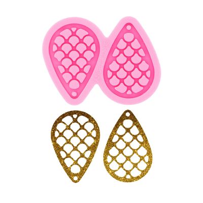 Super Glossy Fish Scale Shape Silicone Molds Tear Drop Hoop Earrings Molds Handmade DIY Epoxy Silicone Molds Fashion Jewelry Resin Craft Mould Size M