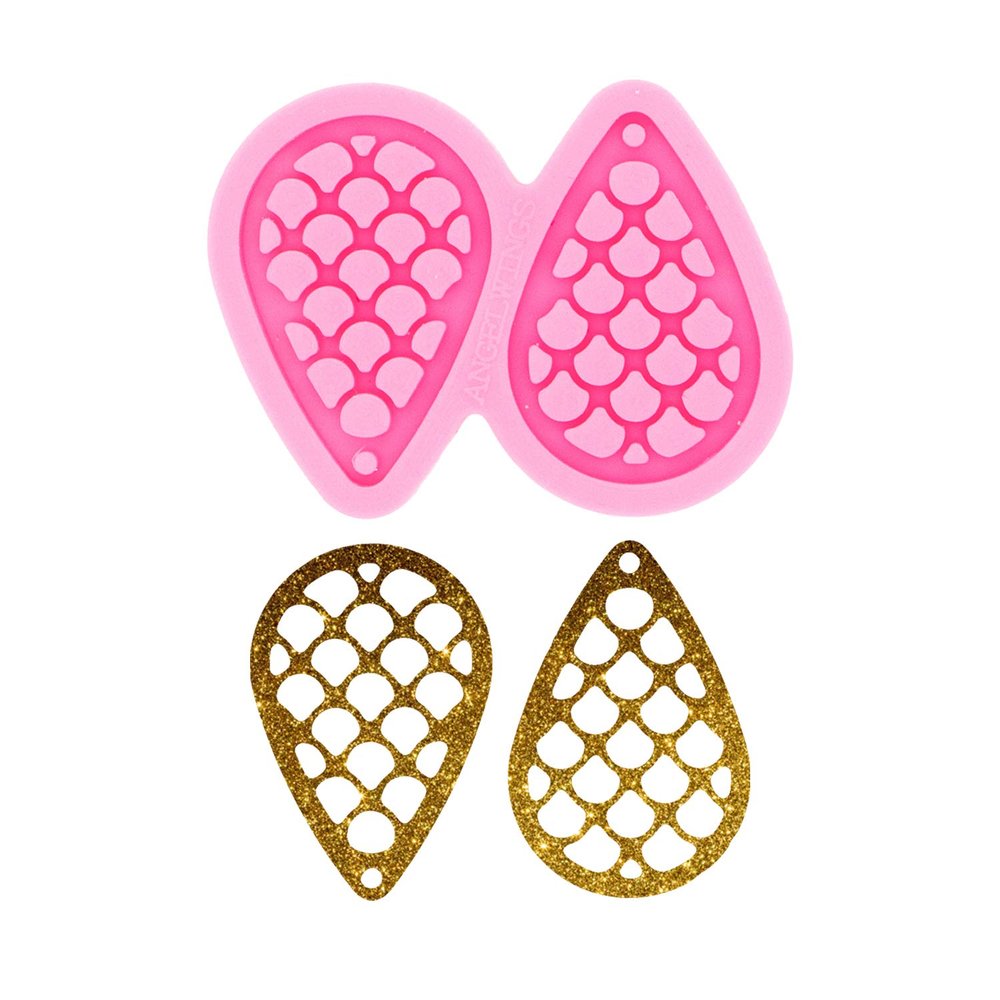 Super Glossy Fish Scale Shape Silicone Molds Tear Drop Hoop Earrings Molds Handmade DIY Epoxy Silicone Molds Fashion Jewelry Resin Craft Mould Size M