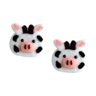 LUOZZY 2Pcs Cow Hair Pin Lovely Cow Applique Hair Clip Felt DIY Hair Accessories Supplies