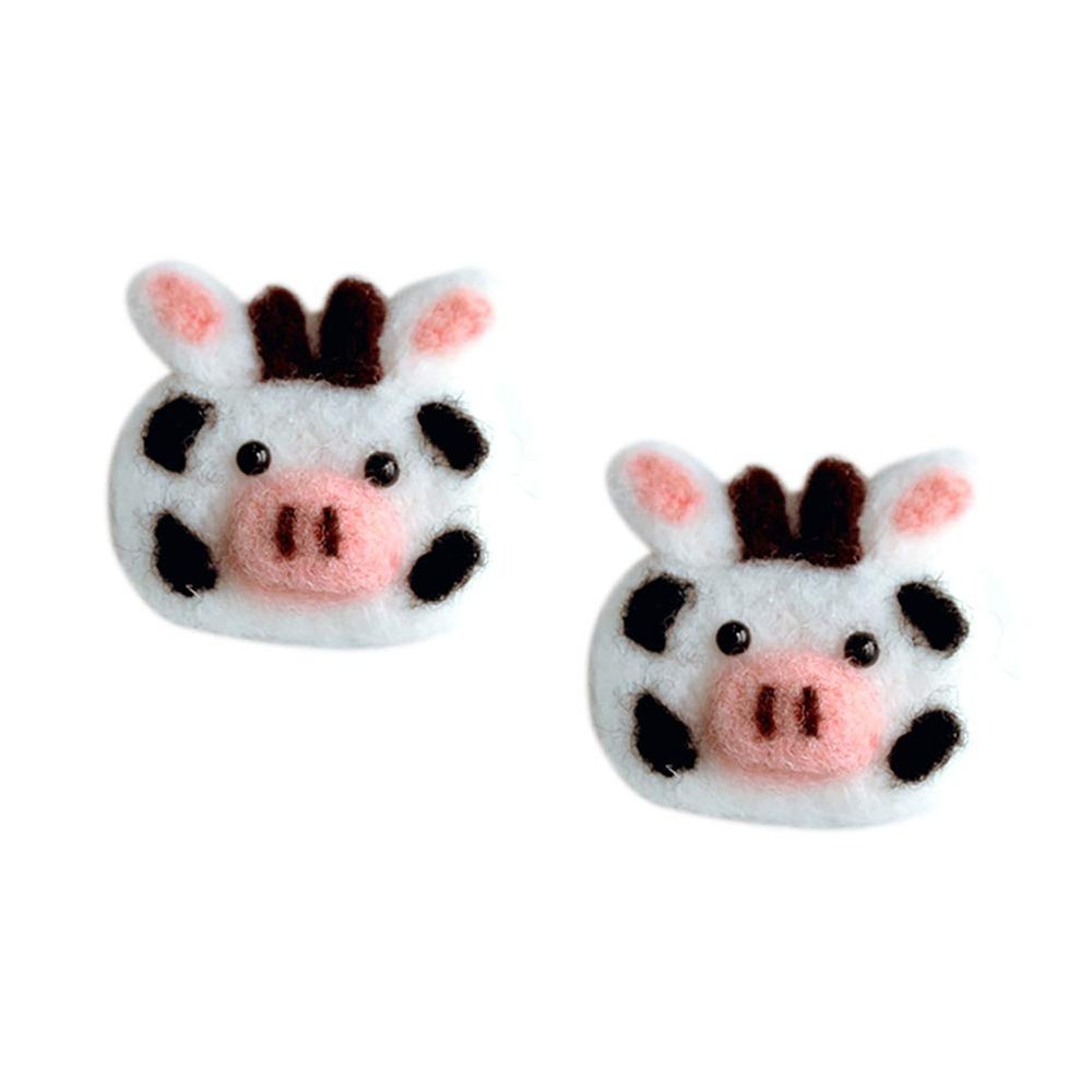 LUOZZY 2Pcs Cow Hair Pin Lovely Cow Applique Hair Clip Felt DIY Hair Accessories Supplies