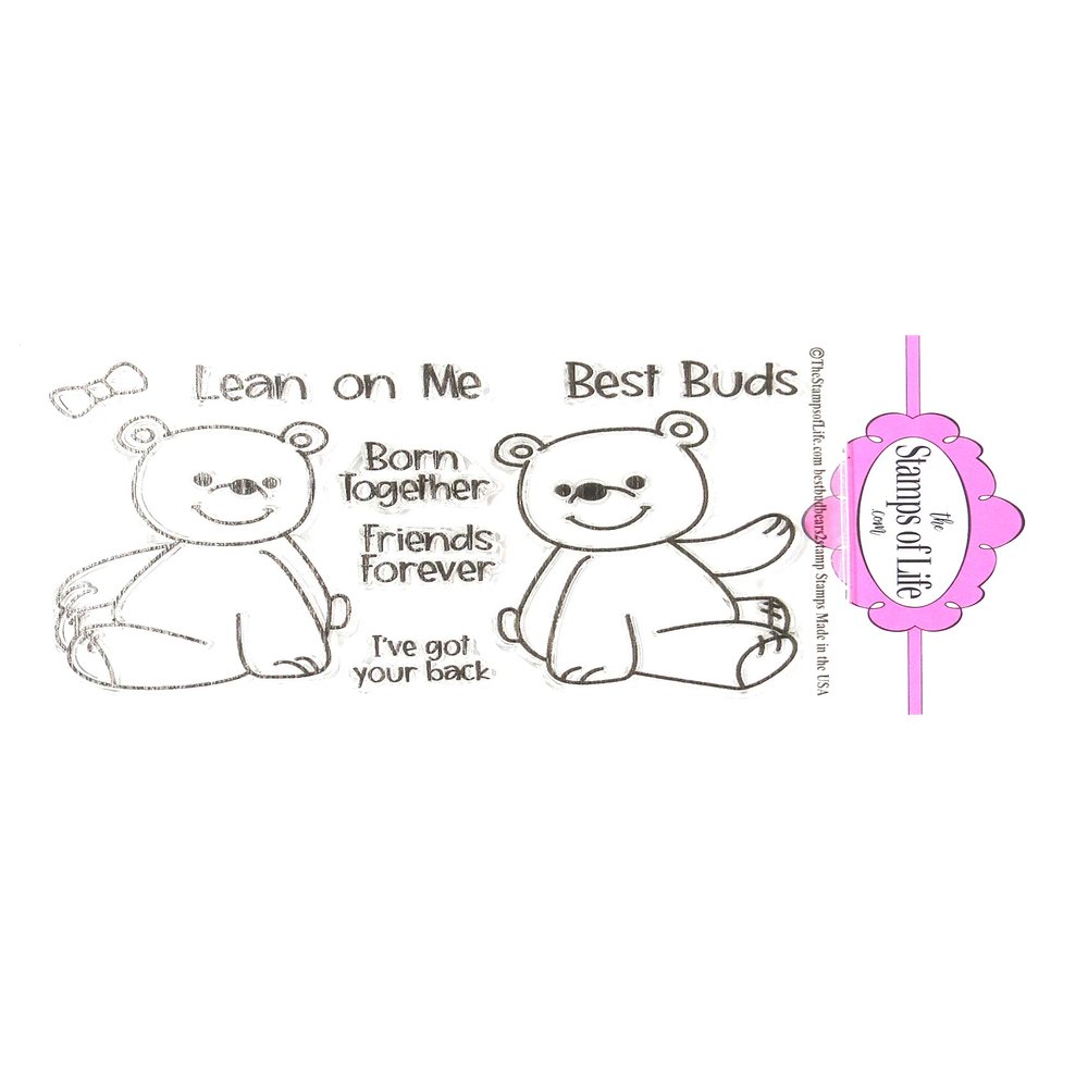 Bear Best Friends Animal Stamps for Card-Making and Scrapbooking by The Stamps of Life - BestBudBears2Stamp